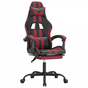 Scaun gaming pivotant/suport picioare negru/roșu vin piele eco - V349538V - Img 1
