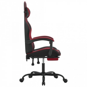 Scaun gaming pivotant/suport picioare negru/roșu vin piele eco - V349538V - Img 4