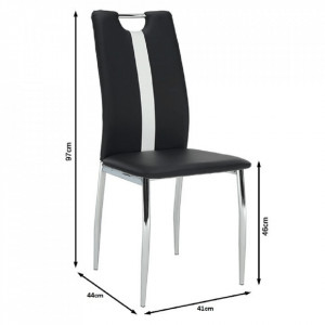 Scaun, negru / alb, piele ecologică / crom - TP182210 - Img 16