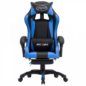 Scaun racing suport picioare albastru/negru piele ecologică - V287986V - Img 1