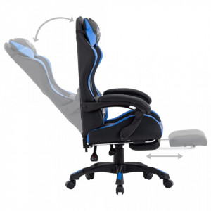 Scaun racing suport picioare albastru/negru piele ecologică - V287986V - Img 4