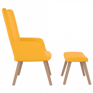 Scaun relaxare cu taburet, galben muștar, catifea - V327673V - Img 3