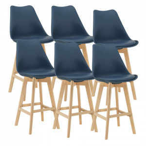 Scaune bar, set 6 buc, 105 x 48 x 58 cm, albastru - P74694660 - Img 2