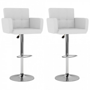 Scaune de bar, 2 buc., alb, piele ecologica - V323653V