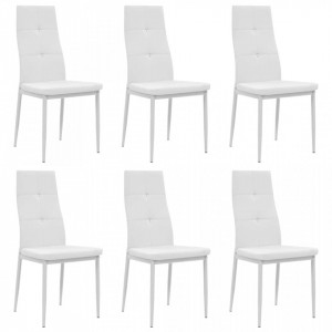 Scaune de bucatarie, 6 buc., alb, piele ecologica - V275436V
