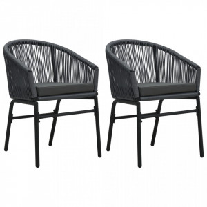 Scaune de gradina, 2 buc., antracit, ratan PVC - V48137V