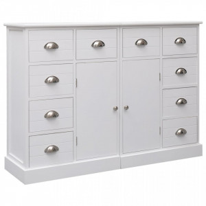 Servanta cu 10 sertare, alb, 113 x 30 x 79 cm, lemn - V284175V
