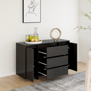 Servantă cu 3 sertare, negru, 120x41x75 cm, PAL - V809612V - Img 4