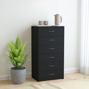 Servanta cu 6 sertare, negru, 50 x 34 x 96 cm, PAL - V800667V