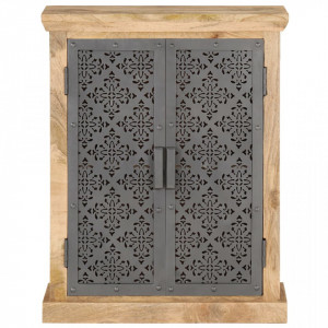 Servanta cu usi de otel, 60 x 35 x 75 cm, lemn masiv de mango - V289094V - Img 3