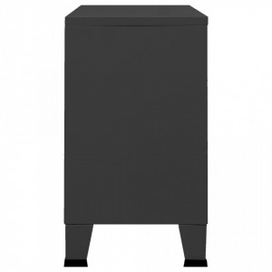 Servantă industrială, negru, 105x35x62 cm, metal și sticlă - V339608V - Img 4