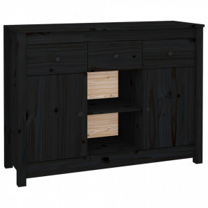 Servantă, negru, 100x35x74,5 cm, lemn masiv de pin - V814553V