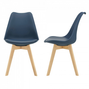 Set 2 bucati scaune design Tori, 81 x 49 x 57cm, imitatie piele, lemn de fag, bleu - P67291230 - Img 1