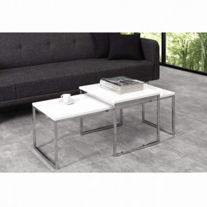 Set 2 măsuţe de cafea, alb lucios, 100x40 cm și 50x40 cm - TP252416 - Img 13