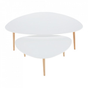 Set 2 măsuţe de cafea, alb și fag, 116x45x66 cm - TP255656 - Img 3