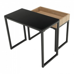 Set 2 măsuţe de cafea, stejar și negru, 60x30 cm, 50x27 cm - TP290422 - Img 8