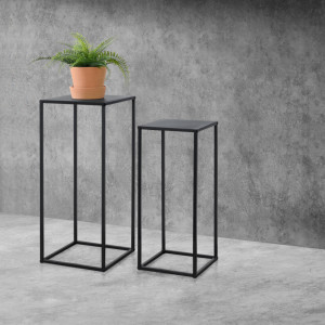 Set 2 masute inalte, 70 x 30 cm si 60 x 25 cm, metal, negru mat - P68870789