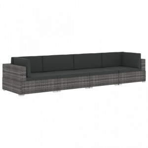 Set canapele de gradina cu perne, 4 piese, gri, poliratan - V47270V - Img 2
