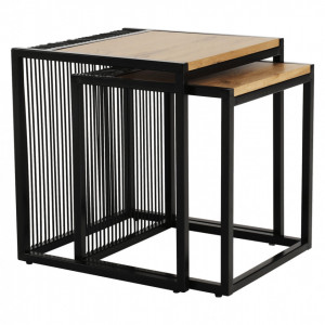 Set de 2 măsuţe de cafea, stejar și negru, 45x45 cm, 40x40 cm - TP263324 - Img 5