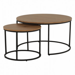 Set de 2 măsuţe de cafea, stejar și negru, 80x45 cm, 50x40 cm - TP261524 - Img 4