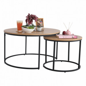 Set de 2 măsuţe de cafea, stejar și negru, 80x45 cm, 50x40 cm - TP261524 - Img 18