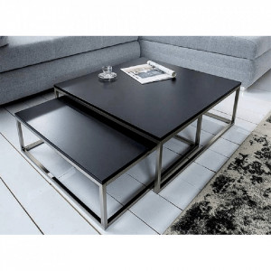 Set de două măsuţe de cafea, negru și crom, 75x75x37 cm - TP240324 - Img 5