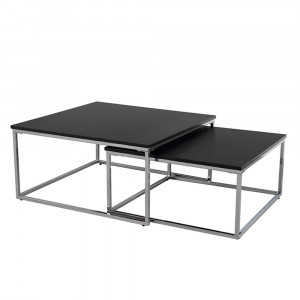 Set de două măsuţe de cafea, negru și crom, 75x75x37 cm - TP240324 - Img 1