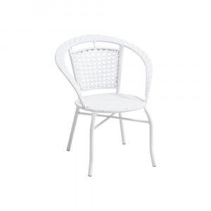 Set de grădină din ratan cu 3 piese, 1 măsuţă şi 2 scaune, alb - TP254779 - Img 4