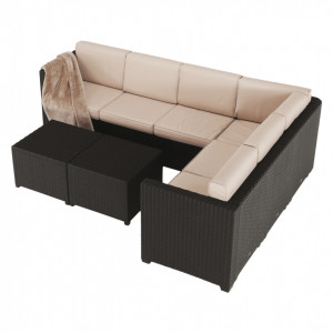 Set de grădină din ratan cu 3 piese, 2 măsuţe şi 1 colţar, maro - TP254773 - Img 14