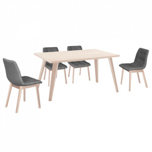 Set de masă, culoarea fag deschis / ţesătura gri, pentru 4 persoane - TP291511 - Img 1