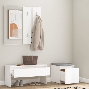 Set de mobilier pentru hol, alb, lemn prelucrat - V3082044V - Img 3