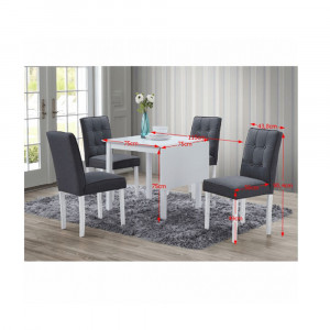 Set dining cu masă pliabilă 1+5, alb / gri - TP229275 - Img 2