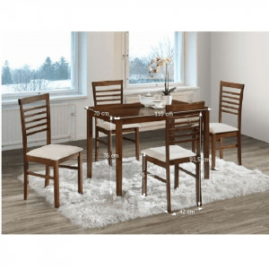 Set dining, culoarea nuc/material bej, 1+4 - TP189747 - Img 4