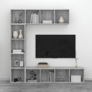 Set dulap TV/cărți, 3 piese, sonoma gri, 180x30x180 cm - V3152714V - Img 4