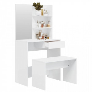 Set măsuță de toaletă, alb extralucios, 74,5x40x141 cm - V3114143V - Img 4