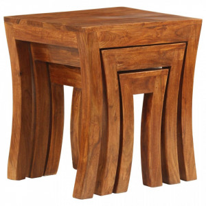 Set mese suprapuse,3 piese,lemn masiv acacia, 50x35x50 cm, maro - V246101V - Img 4