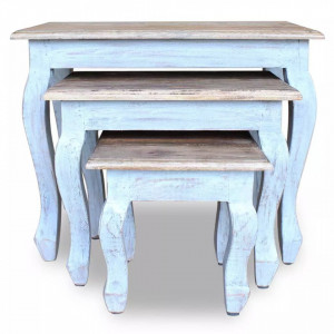 Set mese suprapuse, 3 piese, lemn masiv reciclat - V244505V - Img 3