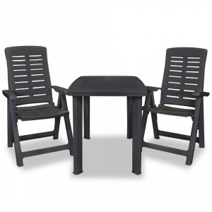 Set mobilier bistro, 3 piese, antracit, plastic - V275083V - Img 3