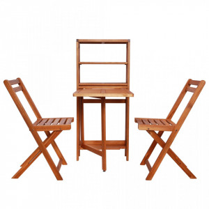 Set mobilier bistro pliabil, 3 piese, lemn masiv de acacia - V44013V - Img 2