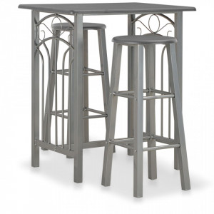 Set mobilier de bar, 3 piese, antracit, lemn si otel - V284397V