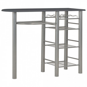 Set mobilier de bar, cu rafturi, 3 piese, negru, lemn si otel - V284400V - Img 2