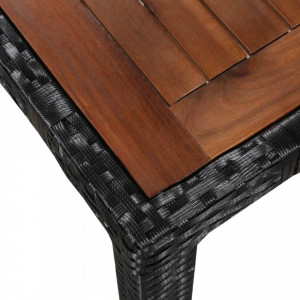 Set mobilier de exterior, 5 piese negru, poliratan, lemn acacia - V43934V - Img 4