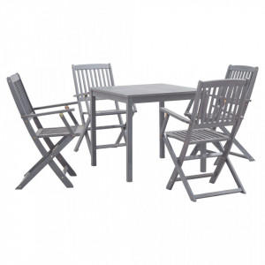Set mobilier de gradina, 5 piese, gri, lemn masiv de acacia - V278925V