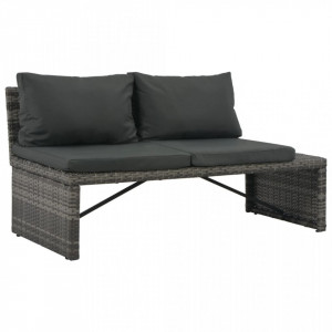 Set mobilier de gradina cu perne, 3 piese, gri, poliratan - V44720V - Img 3
