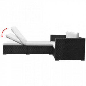 Set mobilier de gradina cu perne, 3 piese, negru, poliratan - V42748V - Img 4