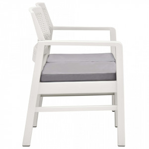 Set mobilier de gradina cu perne, 4 piese, alb, plastic - V3052964V - Img 4