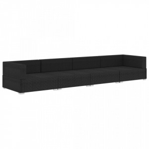 Set mobilier de gradina cu perne, 4 piese, negru, poliratan - V47268V - Img 3