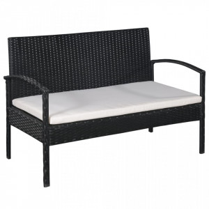 Set mobilier de gradina cu perne, 5 piese, negru, poliratan - V44185V - Img 3