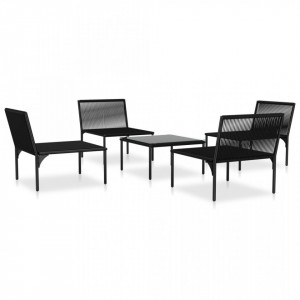 Set mobilier de gradina cu perne, 5 piese, negru, PVC - V48590V - Img 3