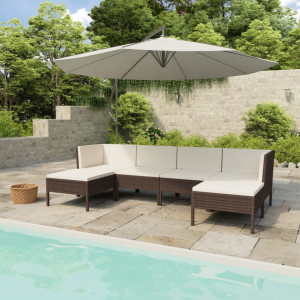 Set mobilier de gradina cu perne, 6 piese, maro, poliratan - V3056961V